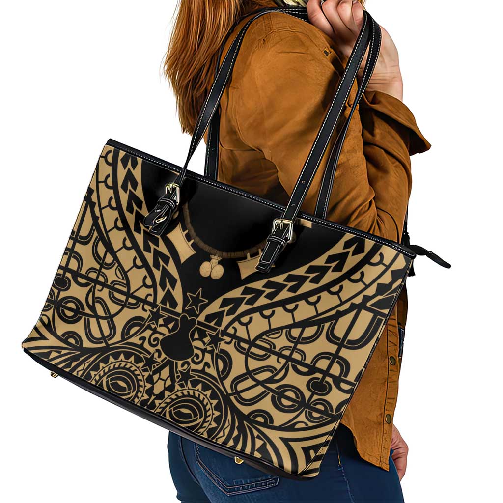 Austral Islands Leather Tote Bag Tuhaa Pae Penu Stars Necklace Gold - Polynesian Pride