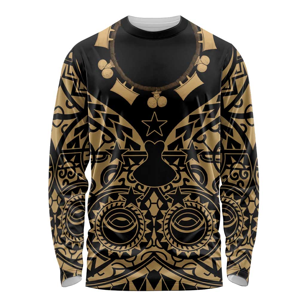 Austral Islands Long Sleeve Shirt Tuhaa Pae Penu Stars Necklace Gold - Polynesian Pride