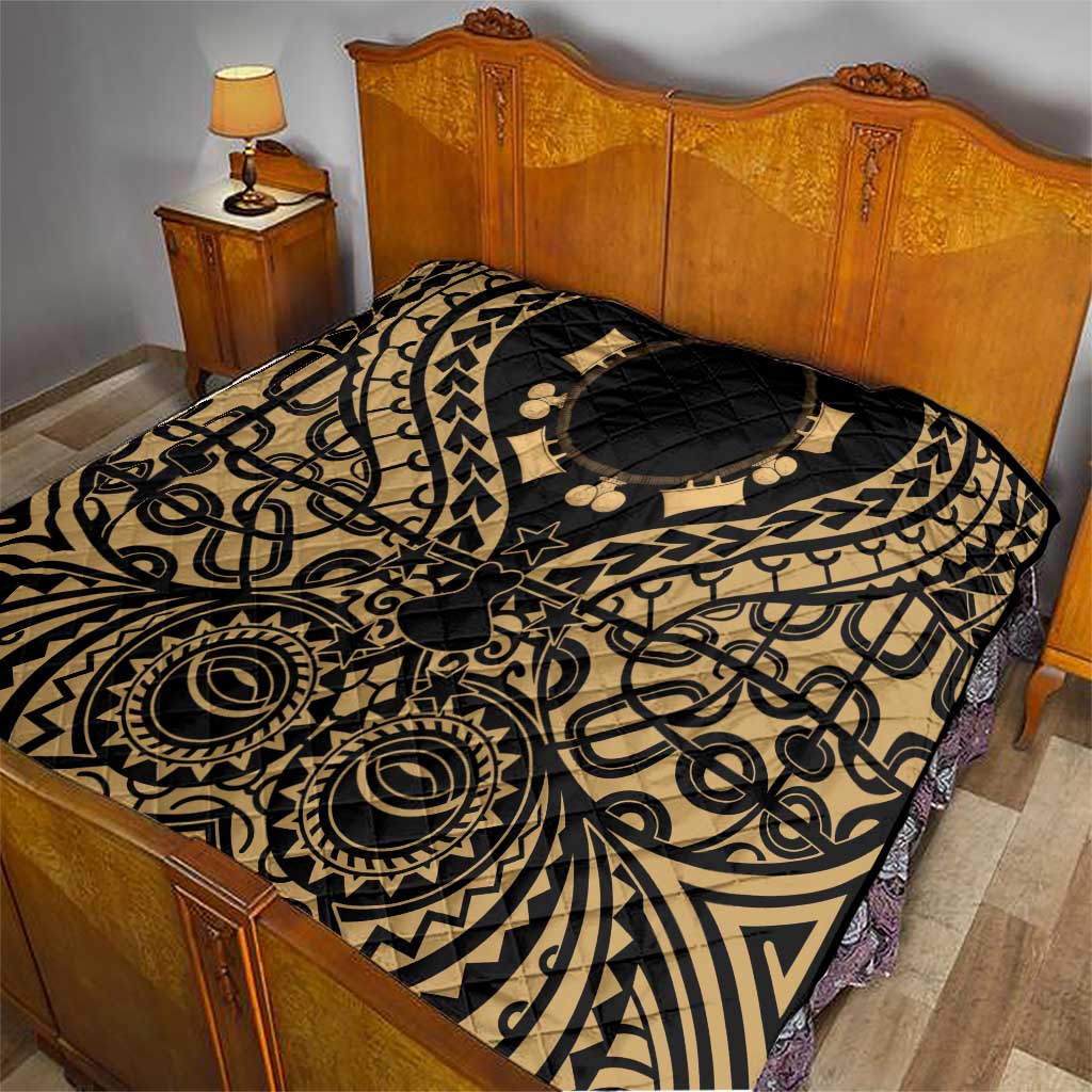 Austral Islands Quilt Tuhaa Pae Penu Stars Necklace Gold - Polynesian Pride