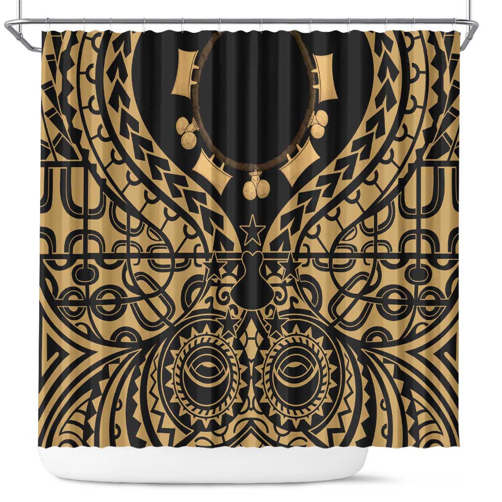 Austral Islands Shower Curtain Tuhaa Pae Penu Stars Necklace Gold - Polynesian Pride