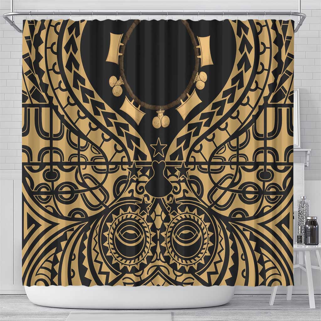 Austral Islands Shower Curtain Tuhaa Pae Penu Stars Necklace Gold - Polynesian Pride