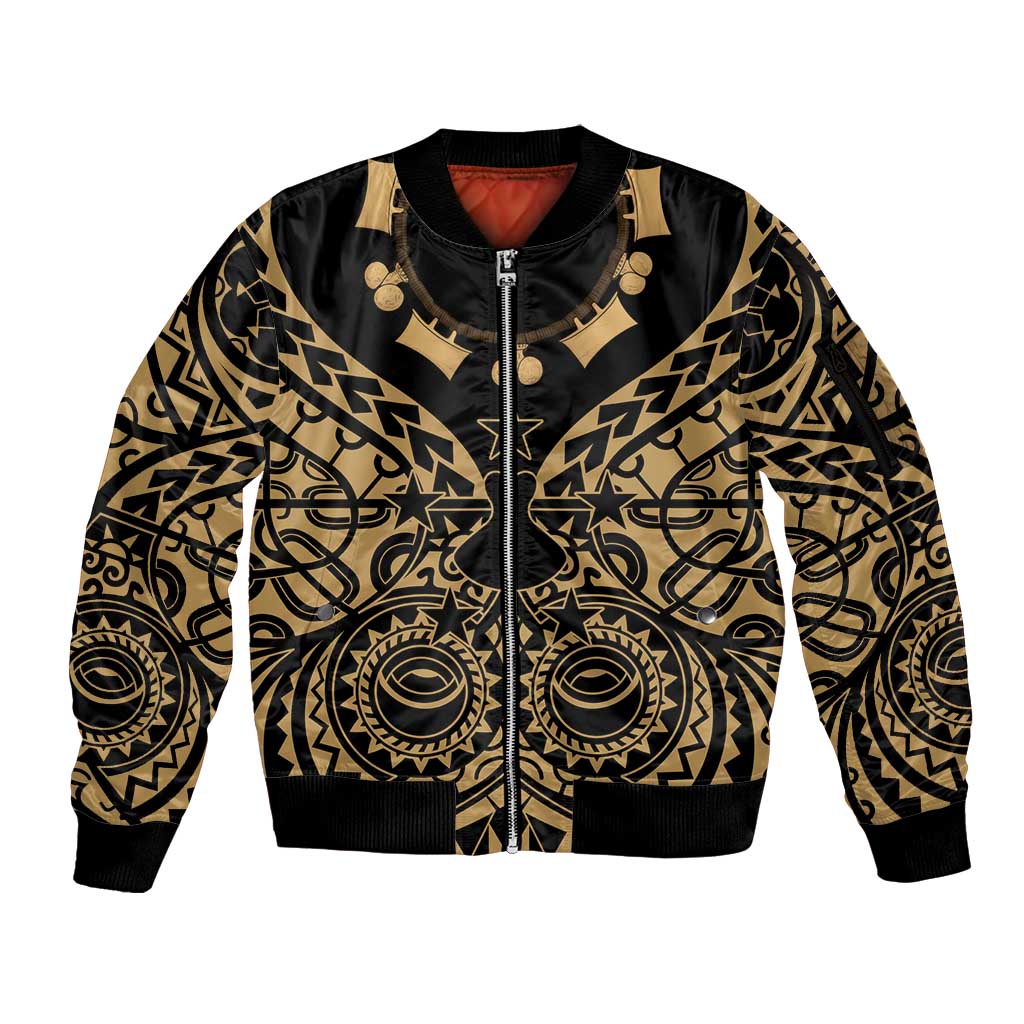 Austral Islands Sleeve Zip Bomber Jacket Tuhaa Pae Penu Stars Necklace Gold - Polynesian Pride
