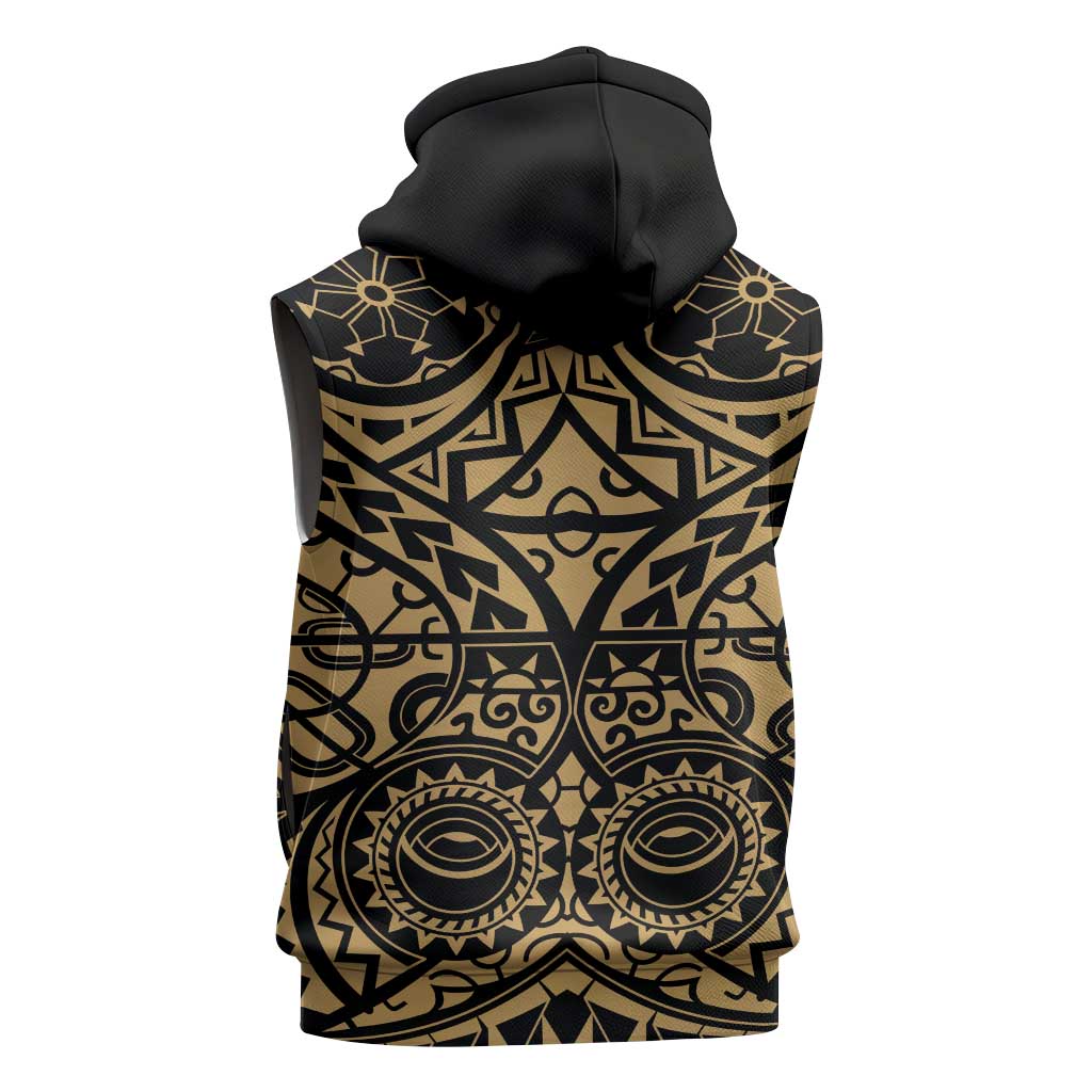 Austral Islands Sleeveless Hoodie Tuhaa Pae Penu Stars Necklace Gold - Polynesian Pride