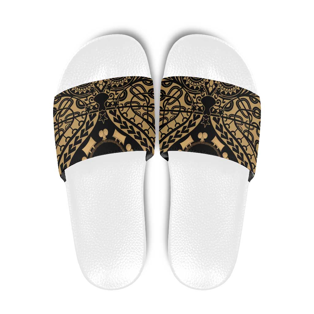 Austral Islands Slide Sandals Tuhaa Pae Penu Stars Necklace Gold - Polynesian Pride