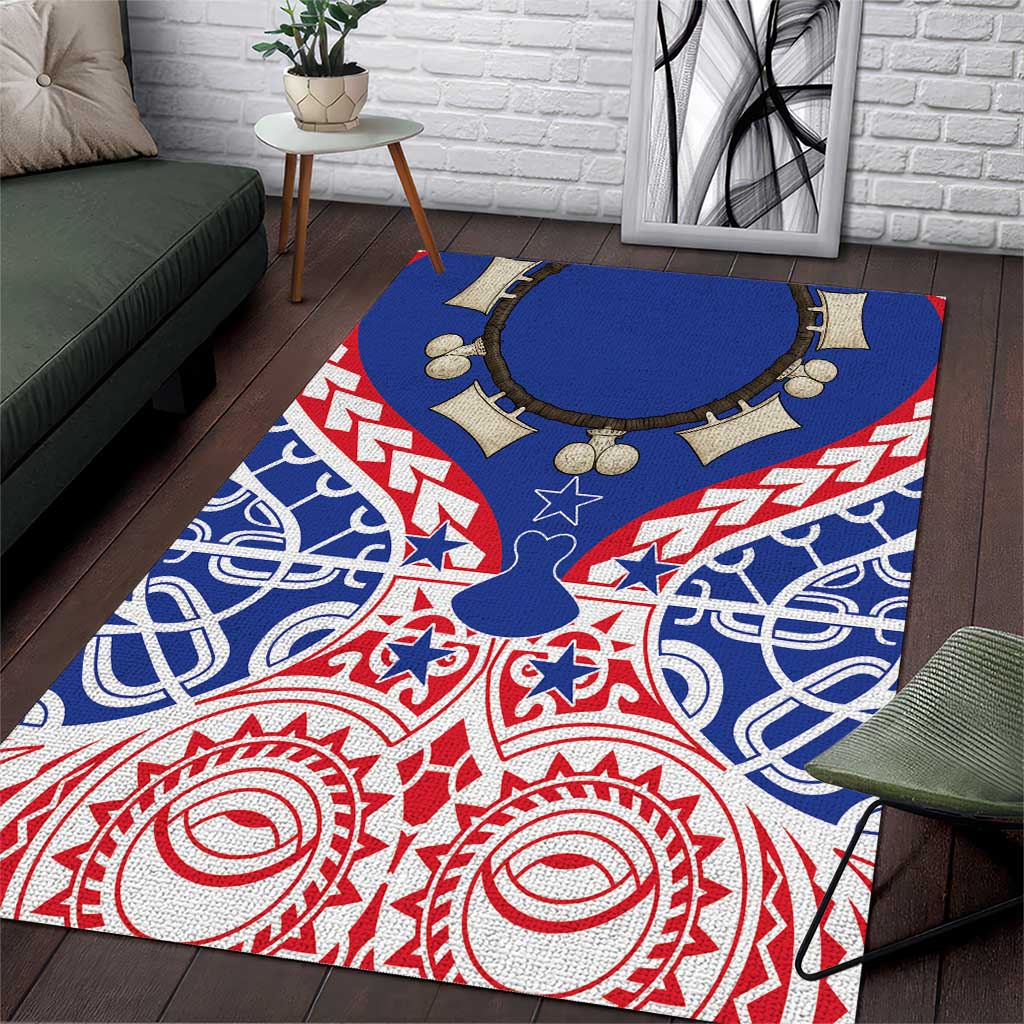 Austral Islands Area Rug Tuhaa Pae Penu Stars Necklace Red - Polynesian Pride