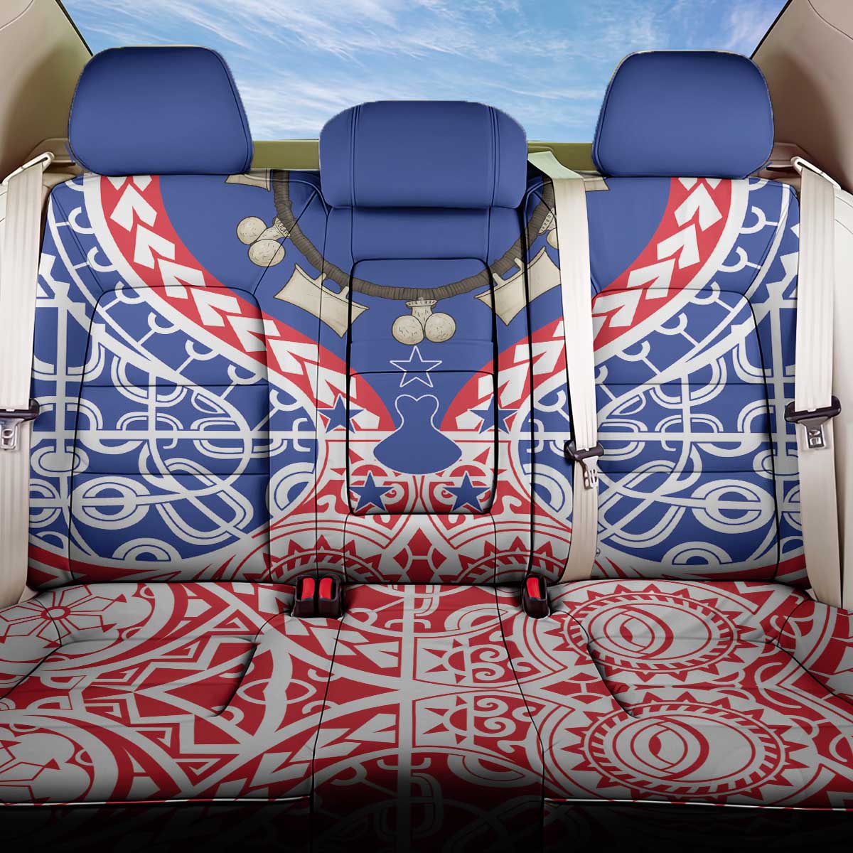 Austral Islands Back Car Seat Cover Tuhaa Pae Penu Stars Necklace Red - Polynesian Pride