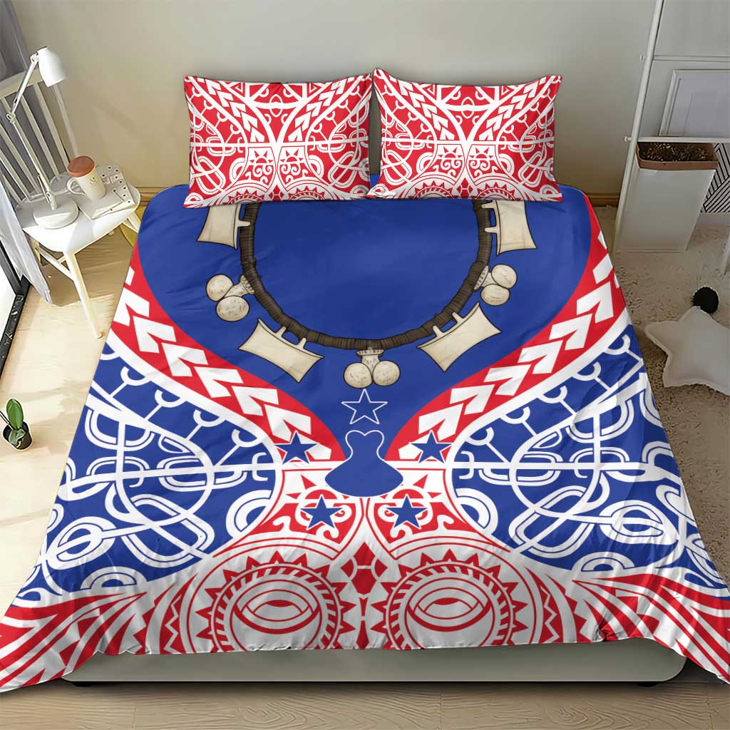Austral Islands Bedding Set Tuhaa Pae Penu Stars Necklace Red - Polynesian Pride
