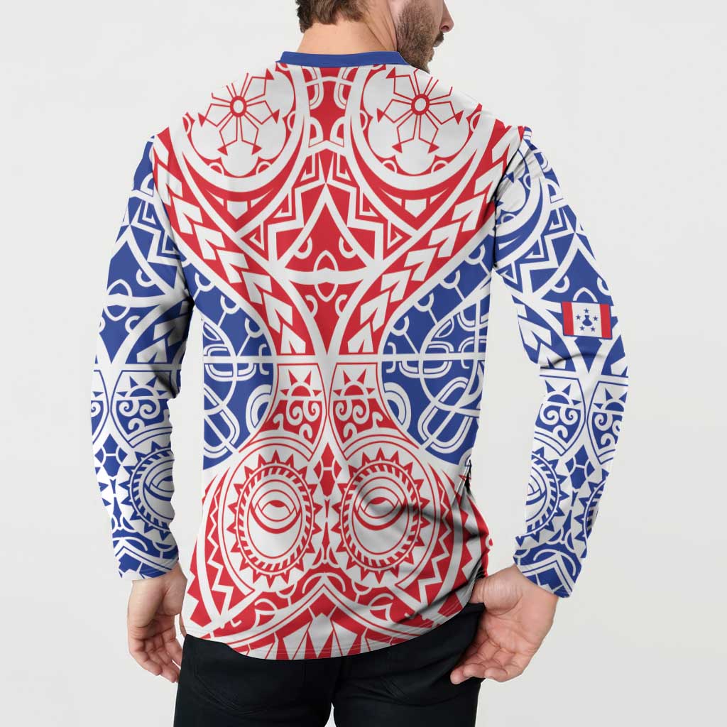 Austral Islands Button Sweatshirt Tuhaa Pae Penu Stars Necklace Red - Polynesian Pride