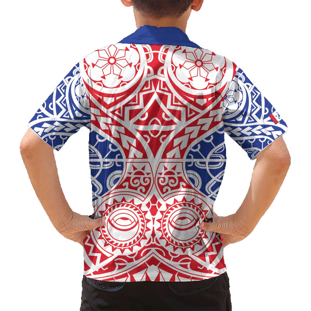 Austral Islands Family Matching Puletasi and Hawaiian Shirt Tuhaa Pae Penu Stars Necklace Red - Polynesian Pride