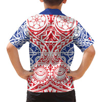 Austral Islands Family Matching Short Sleeve Bodycon Dress and Hawaiian Shirt Tuhaa Pae Penu Stars Necklace Red - Polynesian Pride