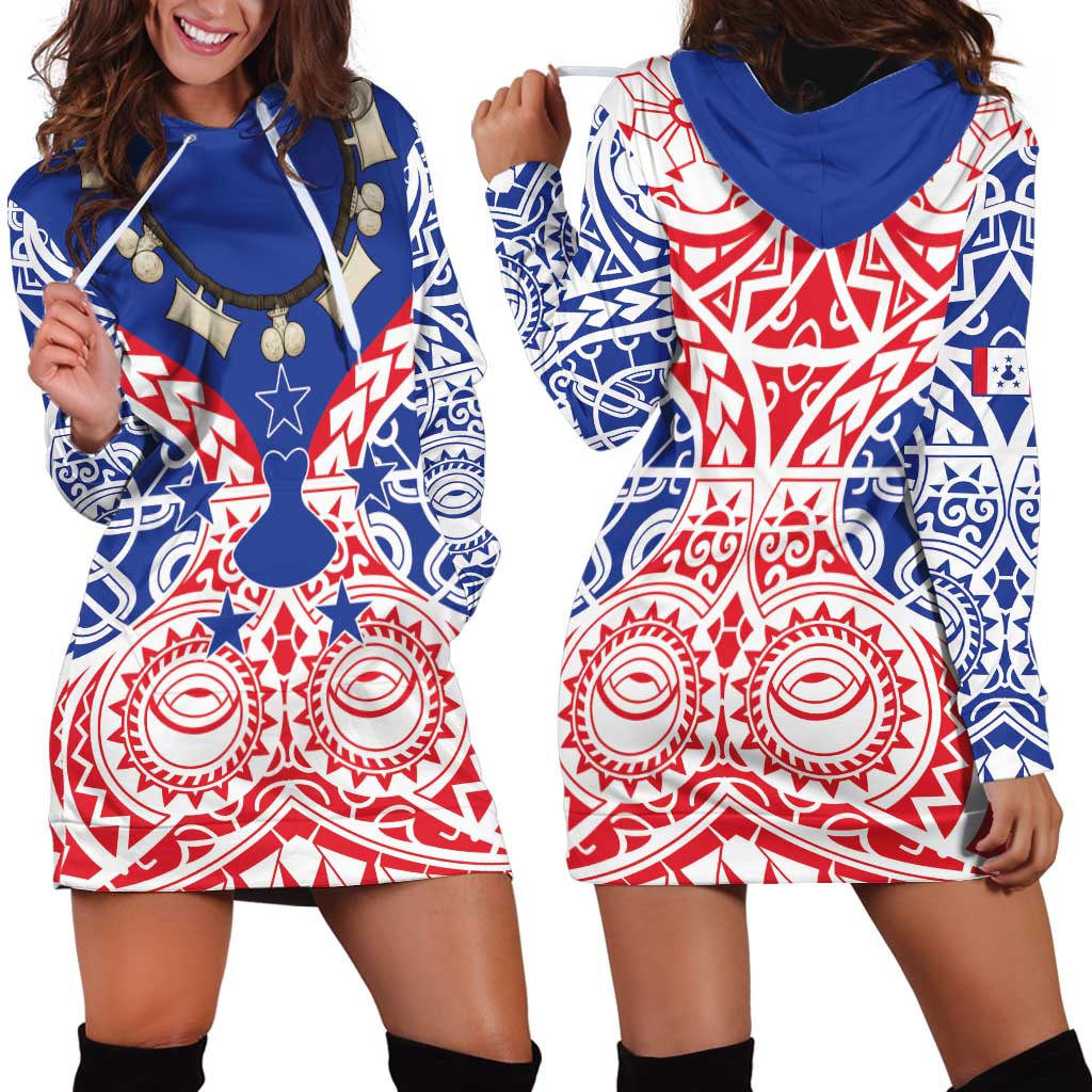 Austral Islands Hoodie Dress Tuhaa Pae Penu Stars Necklace Red - Polynesian Pride