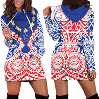 Austral Islands Hoodie Dress Tuhaa Pae Penu Stars Necklace Red - Polynesian Pride
