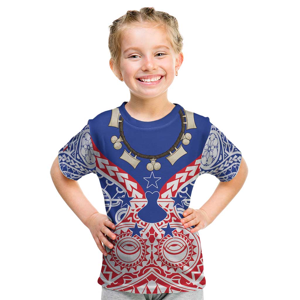Austral Islands Kid T Shirt Tuhaa Pae Penu Stars Necklace Red - Polynesian Pride