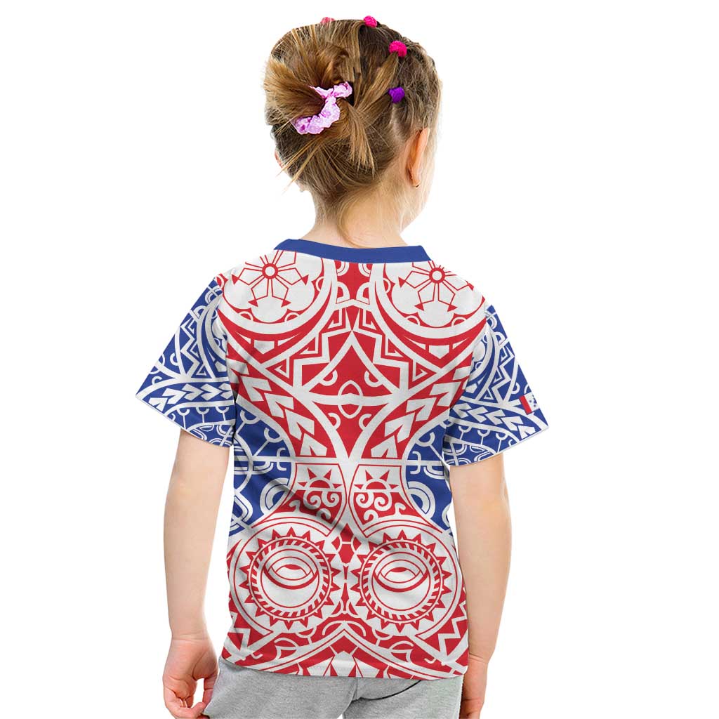 Austral Islands Kid T Shirt Tuhaa Pae Penu Stars Necklace Red - Polynesian Pride