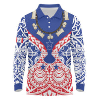 Austral Islands Long Sleeve Polo Shirt Tuhaa Pae Penu Stars Necklace Red - Polynesian Pride