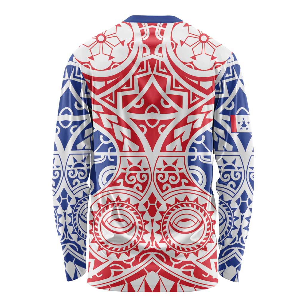 Austral Islands Long Sleeve Shirt Tuhaa Pae Penu Stars Necklace Red - Polynesian Pride