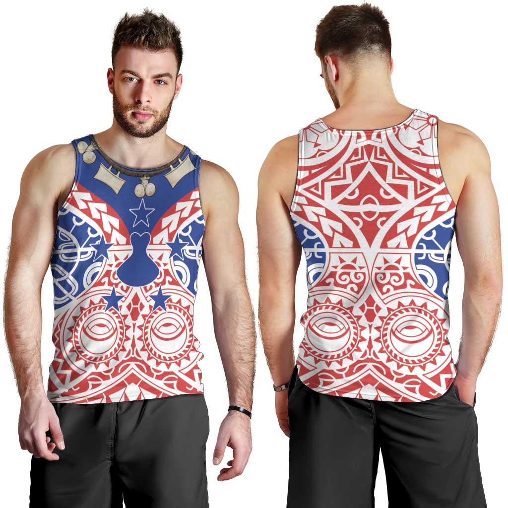 Austral Islands Men Tank Top Tuhaa Pae Penu Stars Necklace Red - Polynesian Pride
