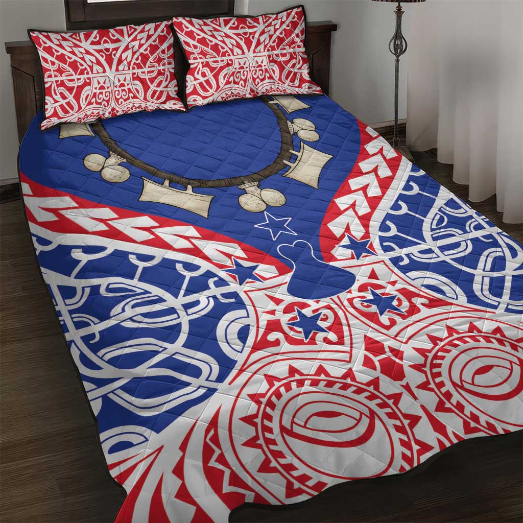 Austral Islands Quilt Bed Set Tuhaa Pae Penu Stars Necklace Red - Polynesian Pride