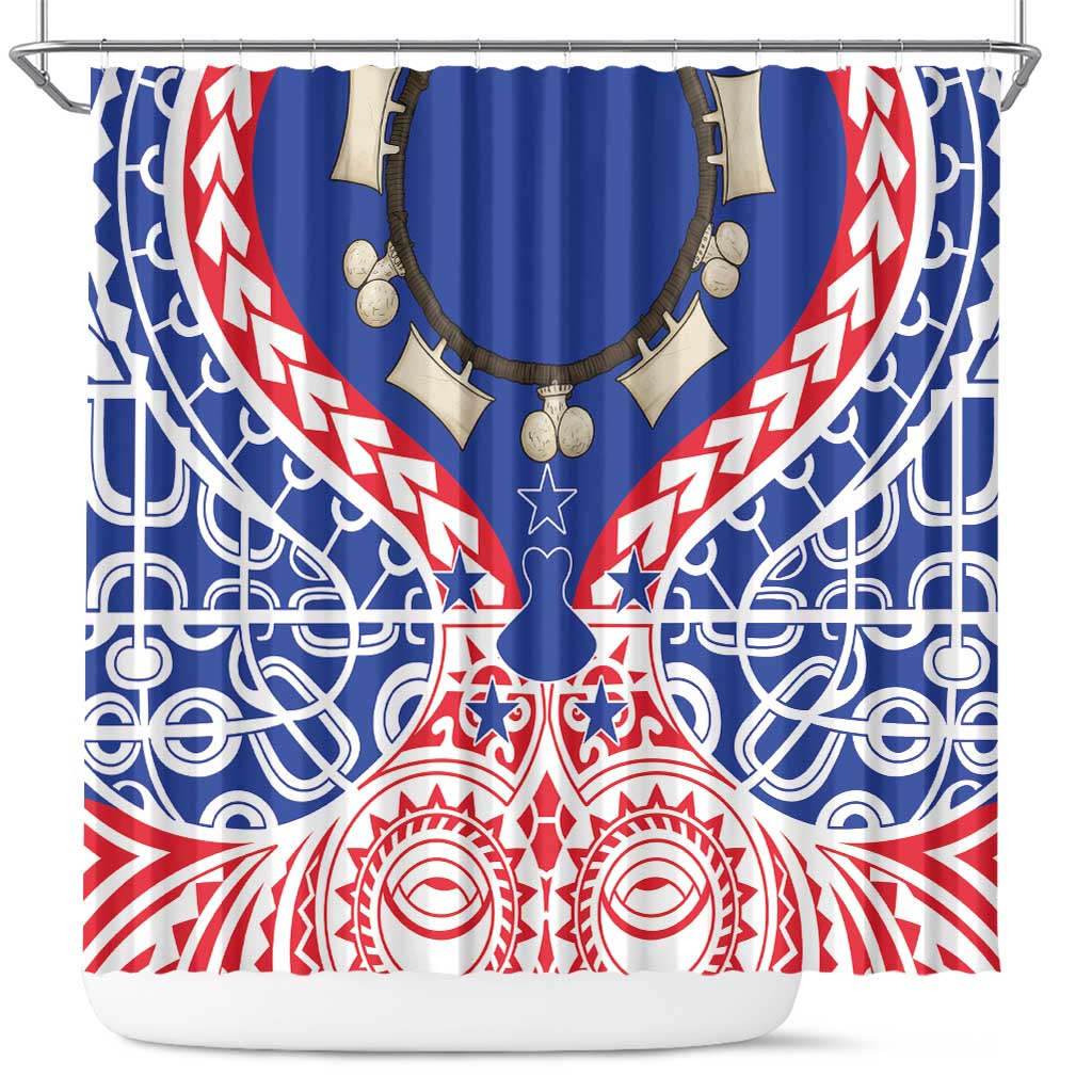 Austral Islands Shower Curtain Tuhaa Pae Penu Stars Necklace Red - Polynesian Pride