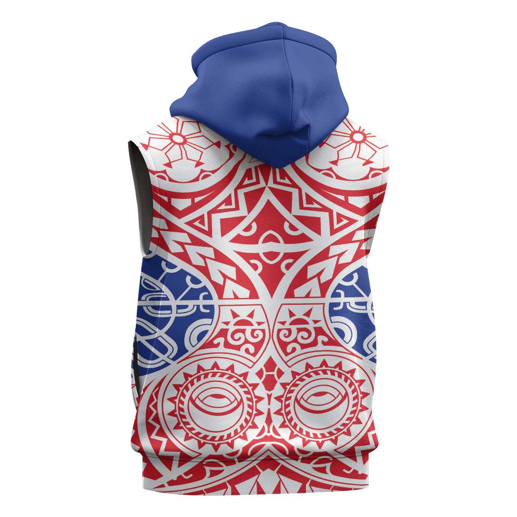 Austral Islands Sleeveless Zip Hoodie Tuhaa Pae Penu Stars Necklace Red LT14