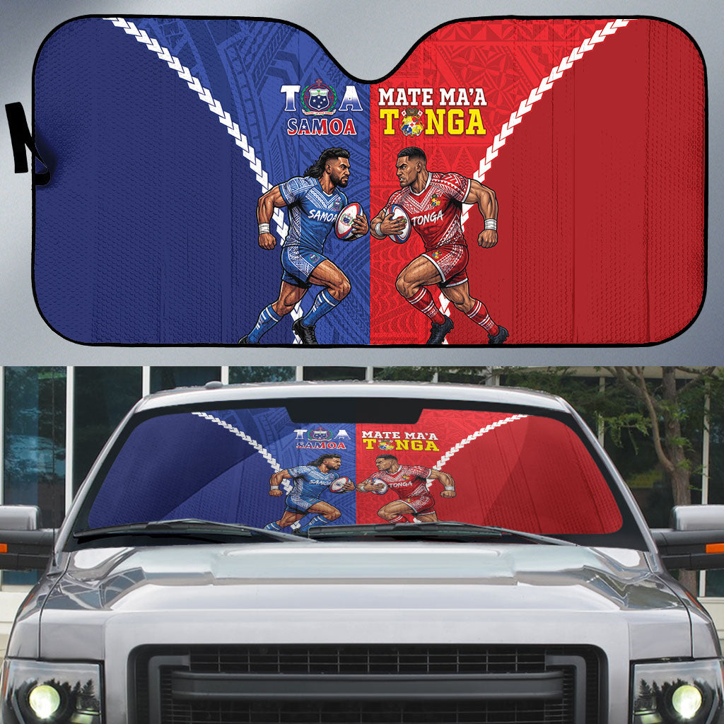Toa Samoa Mate Ma'a Tonga Rugby Together Auto Sun Shade LT14 Multicolor - Polynesian Pride