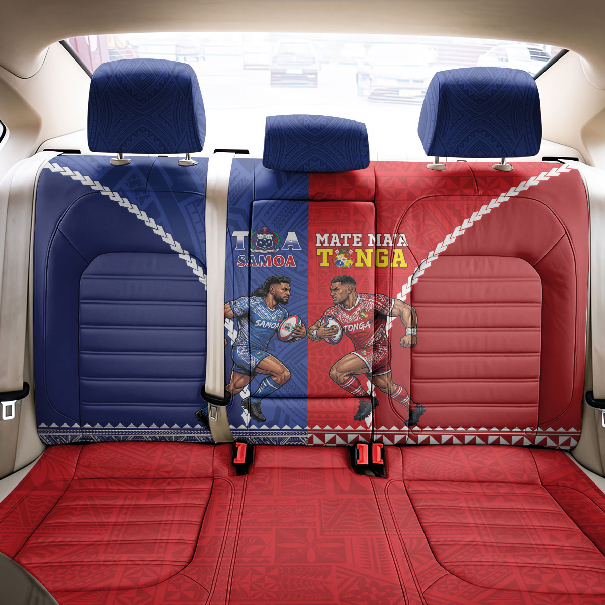 Toa Samoa Mate Ma'a Tonga Rugby Together Back Car Seat Cover LT14 - Polynesian Pride