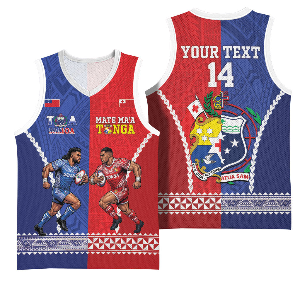 Toa Samoa Mate Ma'a Tonga Rugby Together Custom Basketball Jersey LT14 - Polynesian Pride