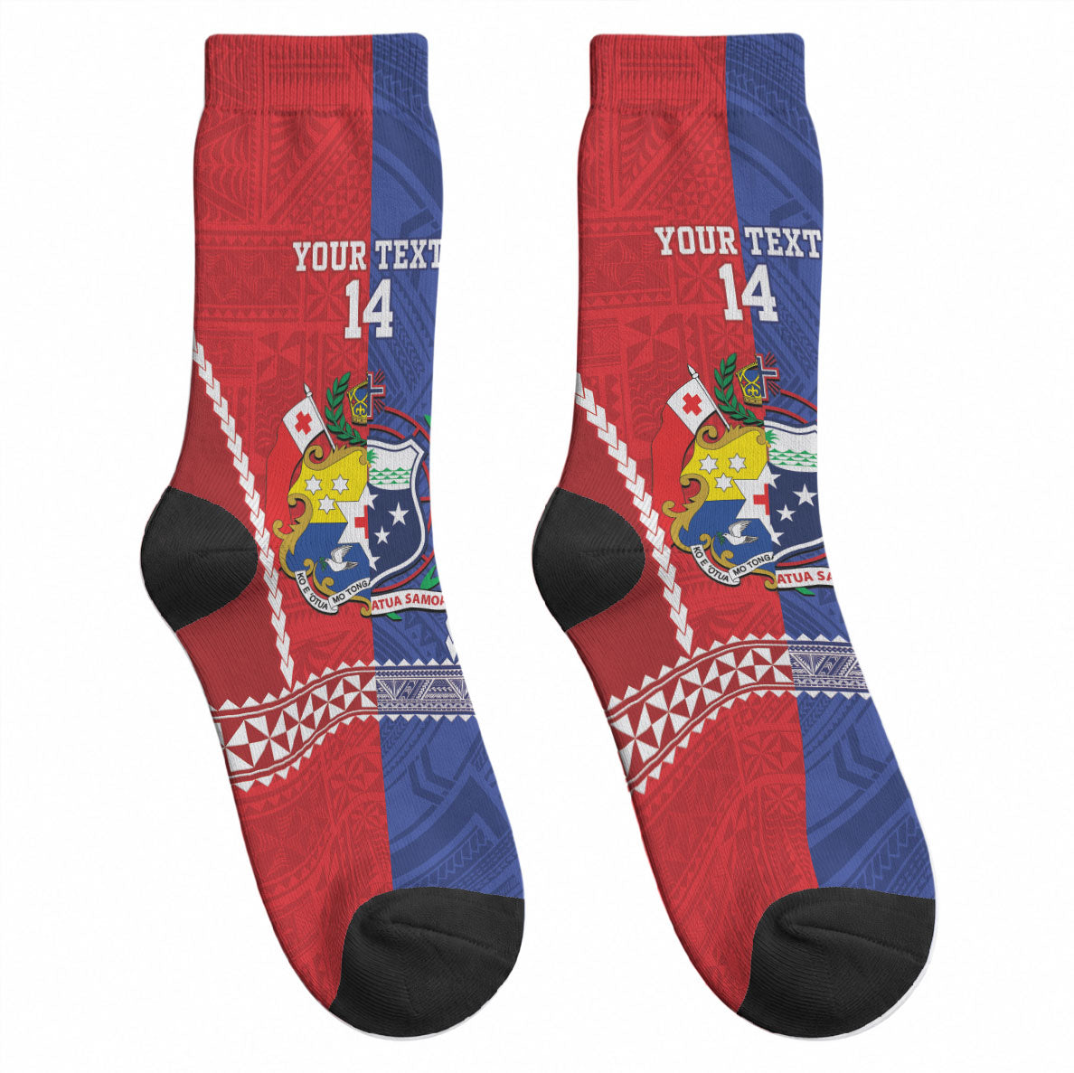 Toa Samoa Mate Ma'a Tonga Rugby Together Custom Crew Socks LT14 - Polynesian Pride