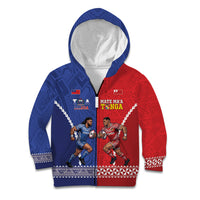Toa Samoa Mate Ma'a Tonga Rugby Together Custom Kid Hoodie LT14 Zip Hoodie Multicolor - Polynesian Pride