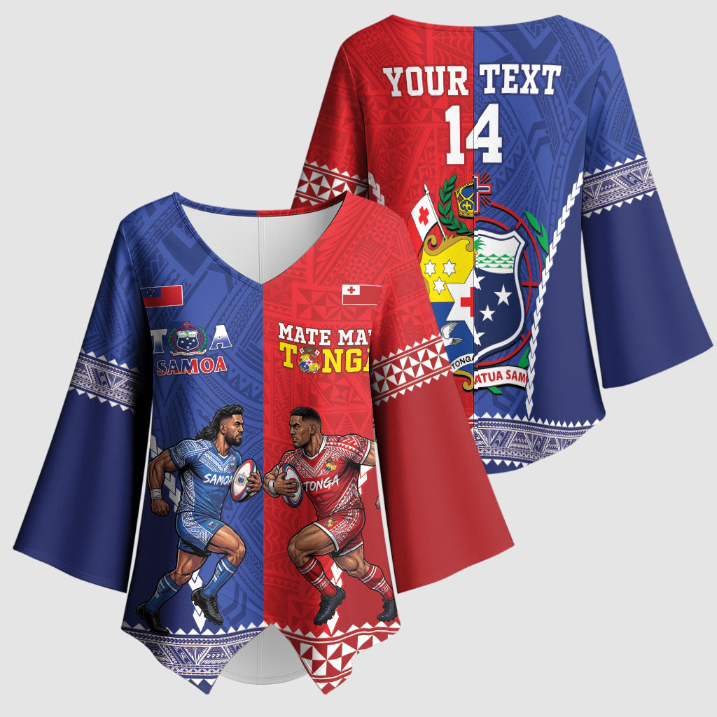 Toa Samoa Mate Ma'a Tonga Rugby Together Custom Kimono Sleeve Blouse LT14 - Polynesian Pride