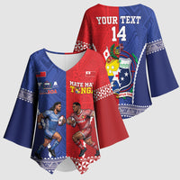 Toa Samoa Mate Ma'a Tonga Rugby Together Custom Kimono Sleeve Blouse LT14 - Polynesian Pride