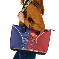 Toa Samoa Mate Ma'a Tonga Rugby Together Leather Tote Bag LT14 Multicolor - Polynesian Pride