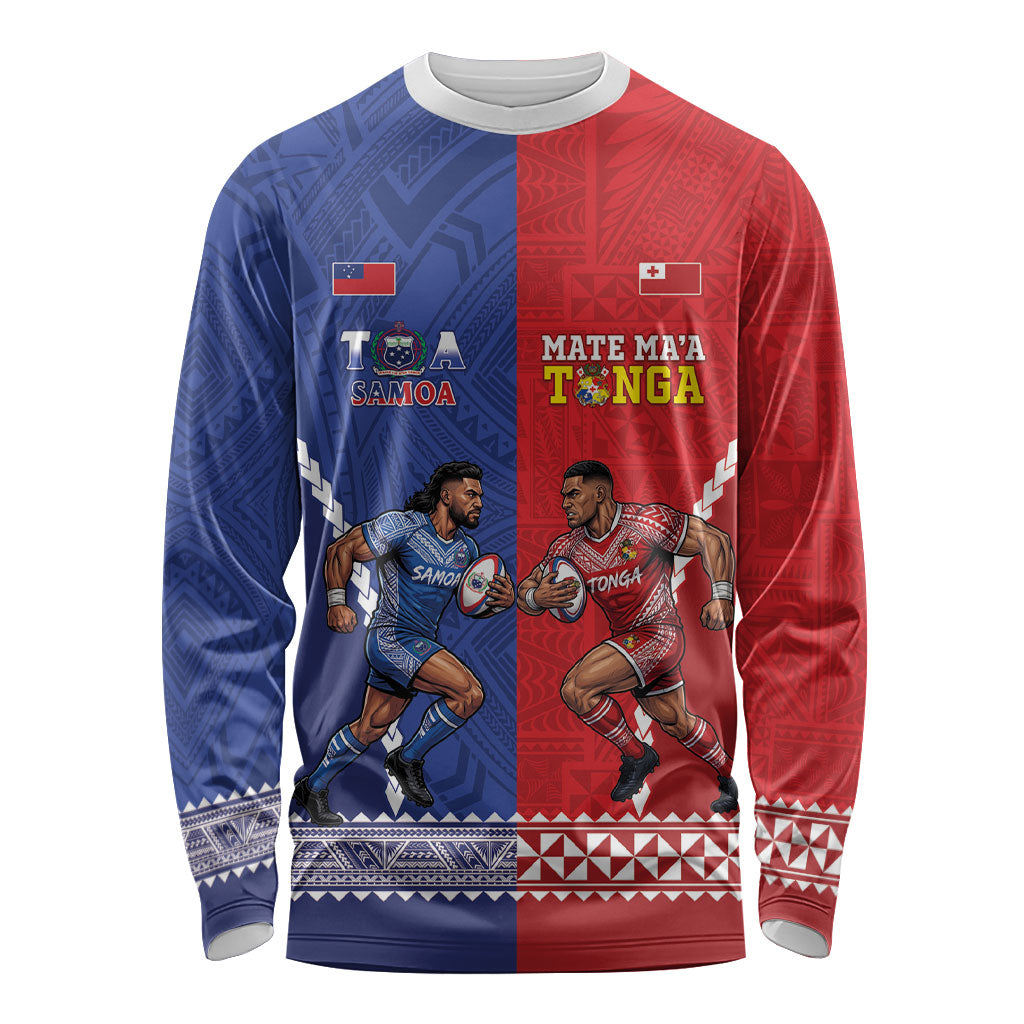 Toa Samoa Mate Ma'a Tonga Rugby Together Custom Long Sleeve Shirt LT14 Unisex Multicolor - Polynesian Pride