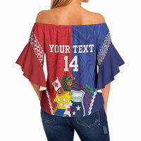 Toa Samoa Mate Ma'a Tonga Rugby Together Custom Off Shoulder Wrap Waist Top LT14 - Polynesian Pride