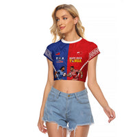 Toa Samoa Mate Ma'a Tonga Rugby Together Custom Raglan Cropped T Shirt LT14 Female Multicolor - Polynesian Pride