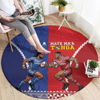 Toa Samoa Mate Ma'a Tonga Rugby Together Round Carpet LT14 - Polynesian Pride