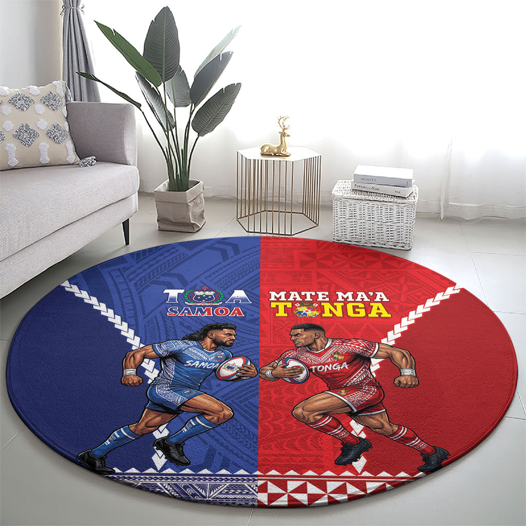 Toa Samoa Mate Ma'a Tonga Rugby Together Round Carpet LT14 - Polynesian Pride