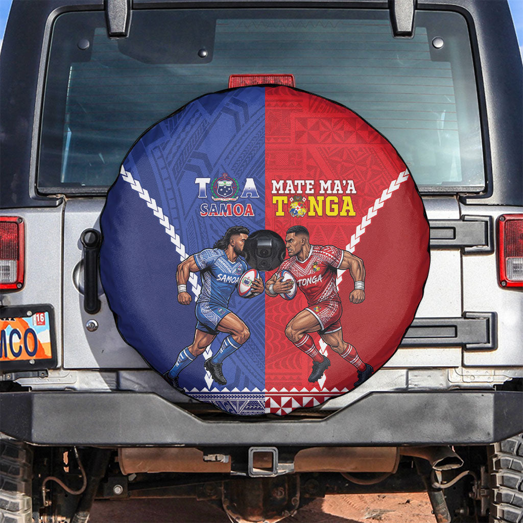 Toa Samoa Mate Ma'a Tonga Rugby Together Spare Tire Cover LT14 Multicolor - Polynesian Pride