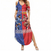 Toa Samoa Mate Ma'a Tonga Rugby Together Custom Summer Maxi Dress LT14 Women Multicolor - Polynesian Pride