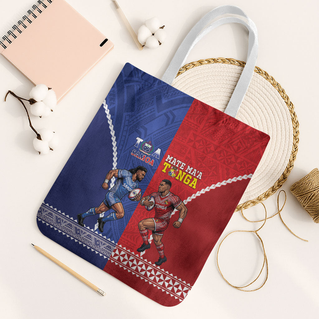 Toa Samoa Mate Ma'a Tonga Rugby Together Tote Bag LT14 White Strap One Size Multicolor - Polynesian Pride