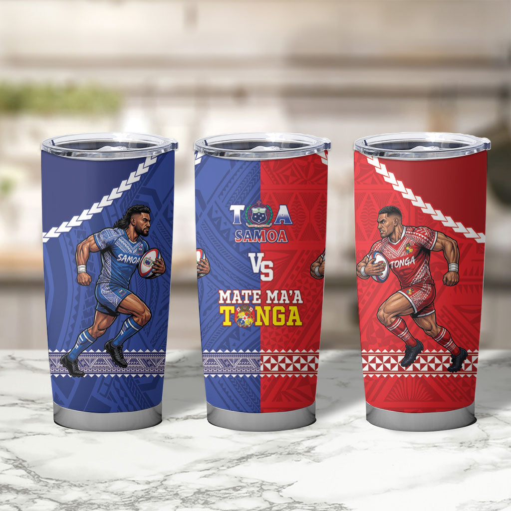 Toa Samoa Mate Ma'a Tonga Rugby Together Tumbler Cup LT14 - Polynesian Pride
