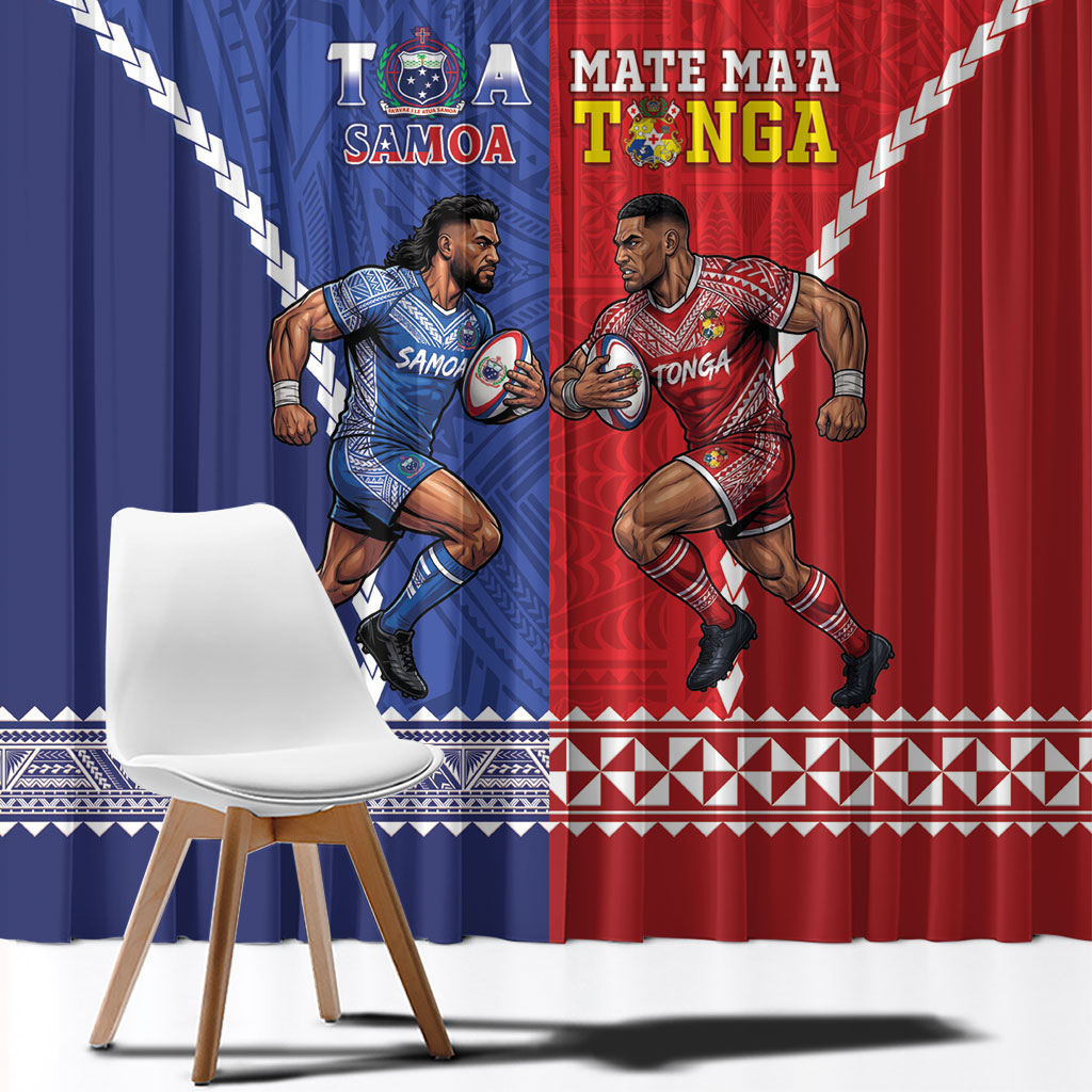 Toa Samoa Mate Ma'a Tonga Rugby Together Window Curtain LT14 - Polynesian Pride