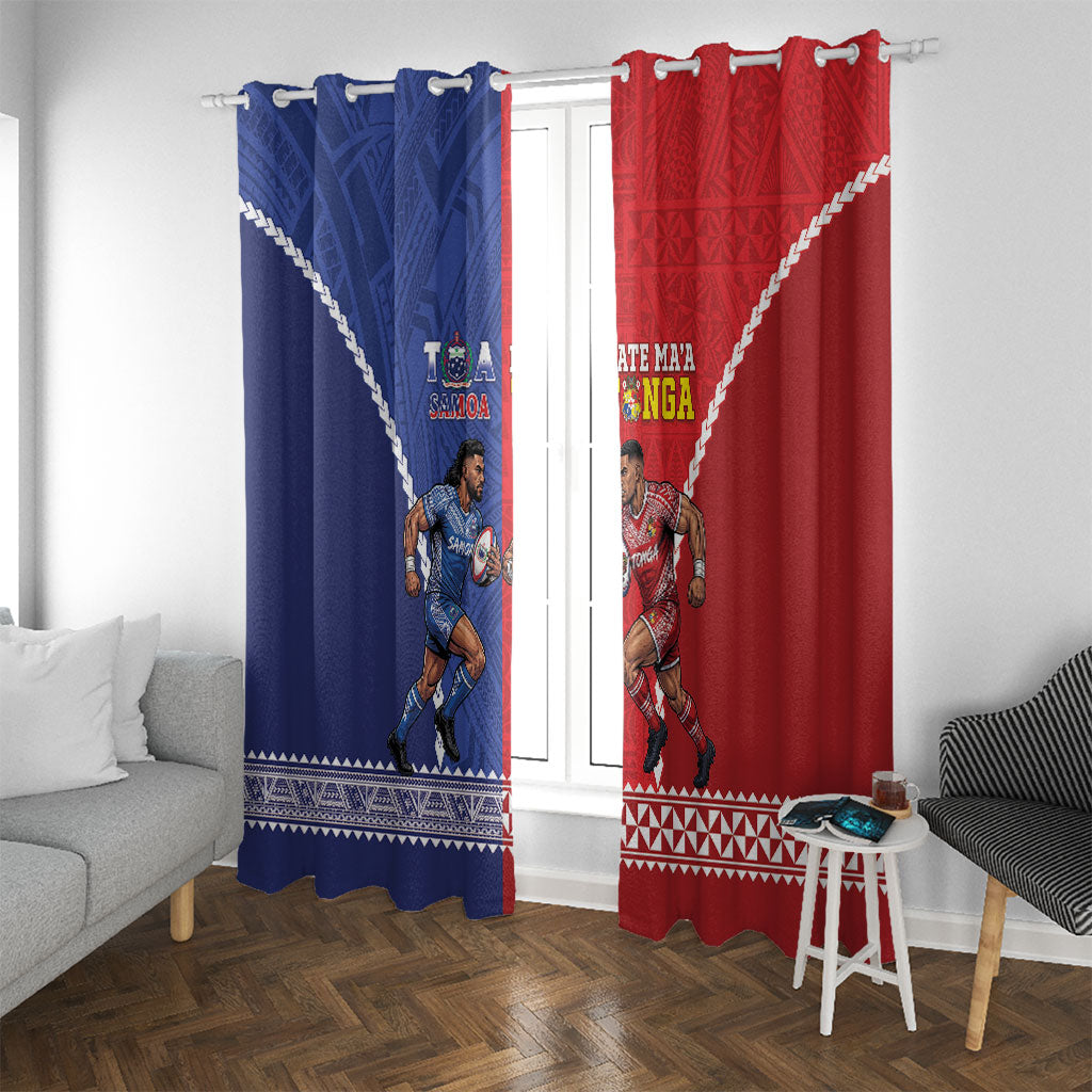 Toa Samoa Mate Ma'a Tonga Rugby Together Window Curtain LT14 With Grommets Multicolor - Polynesian Pride