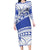Personalised Samoa St Josephs College Family Matching Long Sleeve Bodycon Dress and Hawaiian Shirt Marist Brothers Samoan Pattern LT14 Mom's Dress Blue - Polynesian Pride