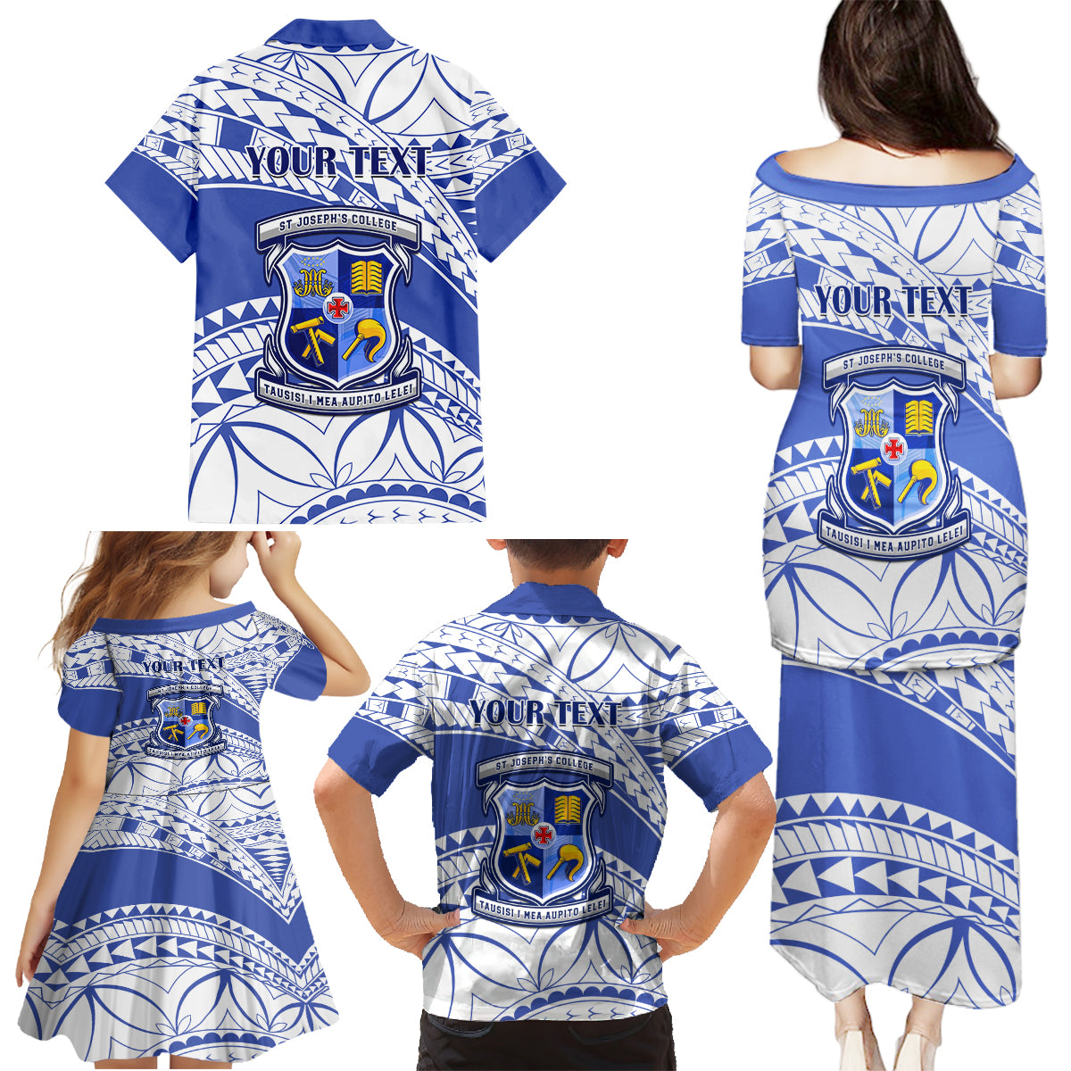 Personalised Samoa St Josephs College Family Matching Puletasi Dress and Hawaiian Shirt Marist Brothers Samoan Pattern LT14 - Polynesian Pride