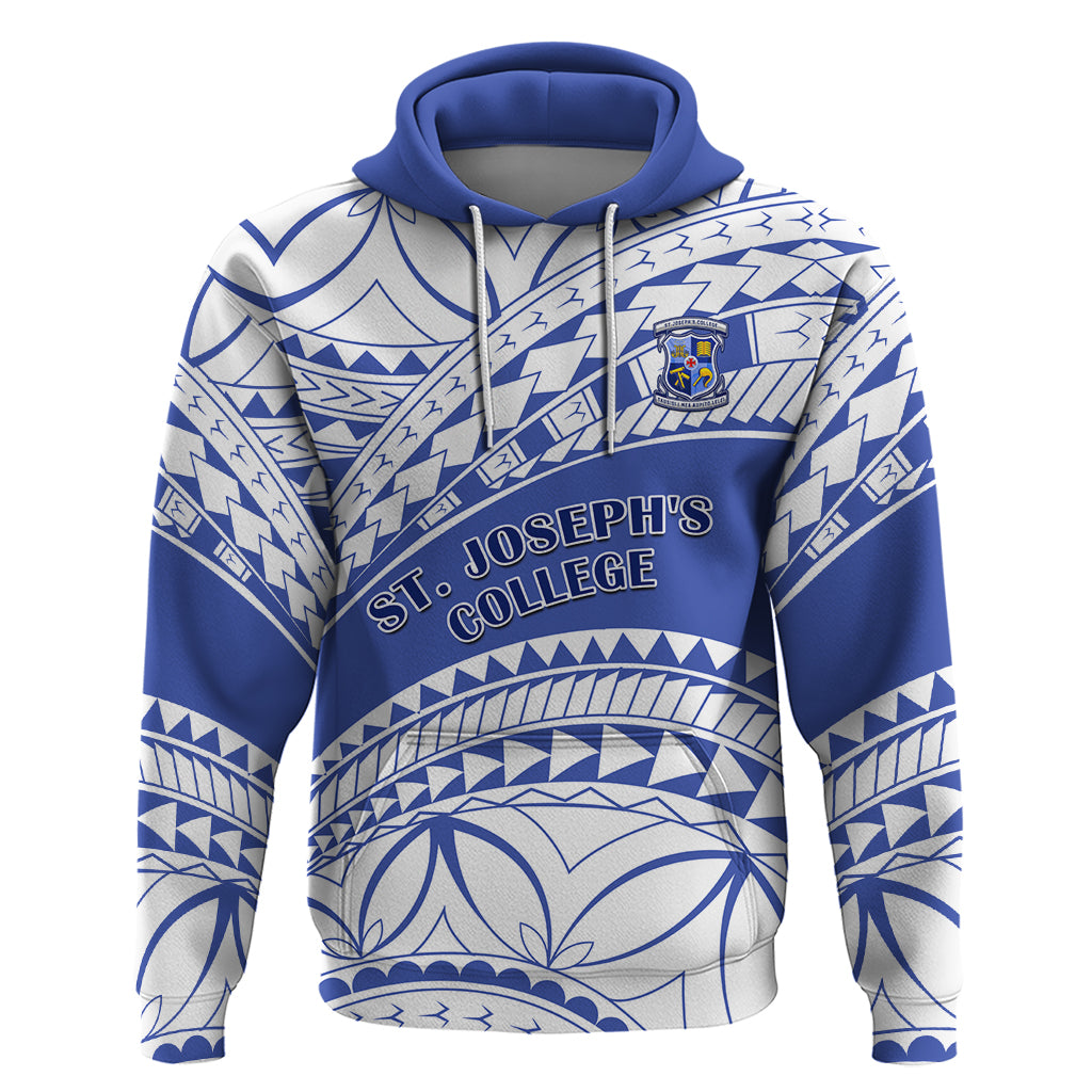 Personalised Samoa St Josephs College Hoodie Marist Brothers Samoan Pattern LT14 Blue - Polynesian Pride