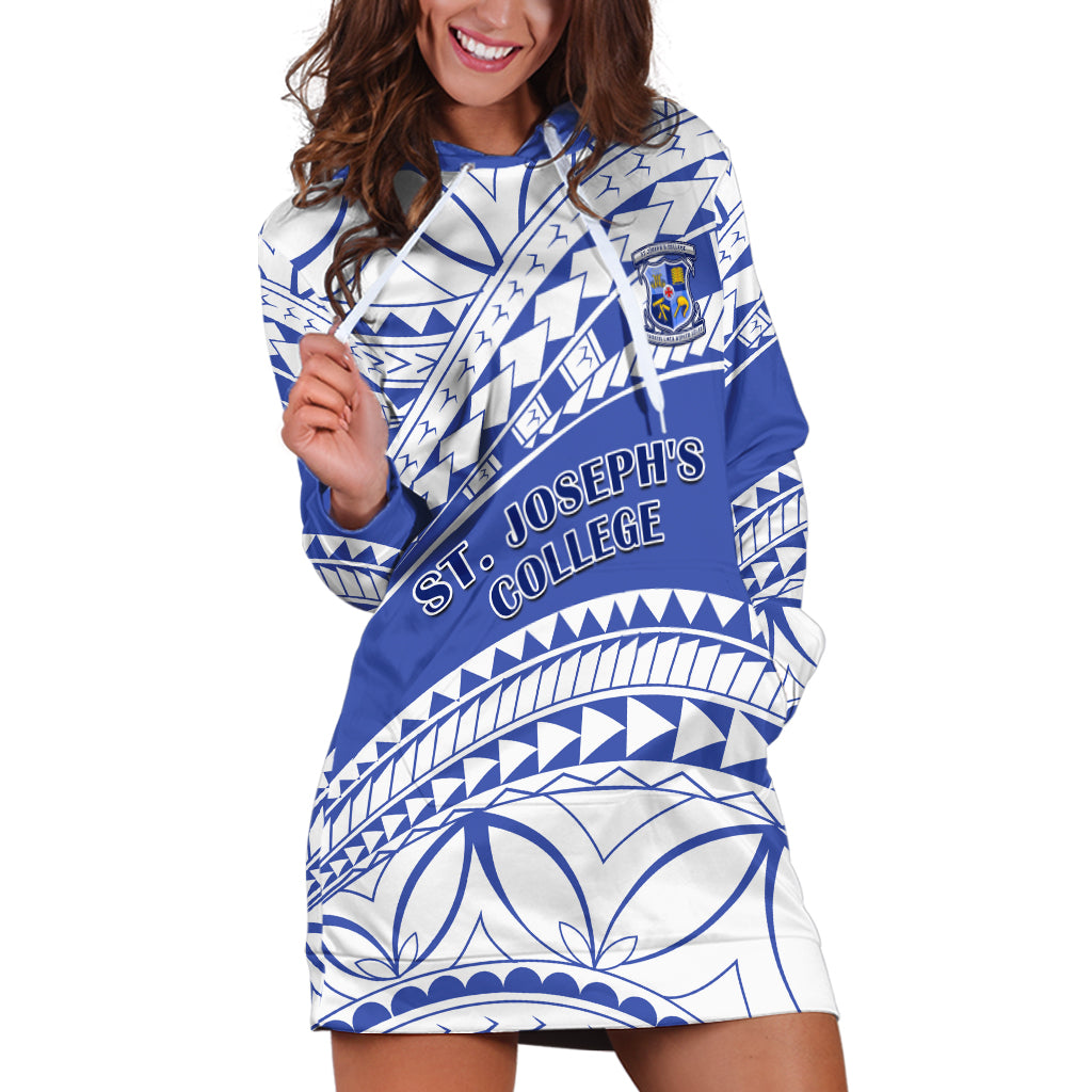 Personalised Samoa St Josephs College Hoodie Dress Marist Brothers Samoan Pattern LT14 Blue - Polynesian Pride