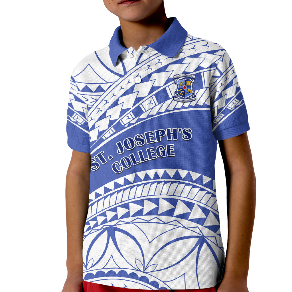 Personalised Samoa St Josephs College Kid Polo Shirt Marist Brothers Samoan Pattern LT14 Kid Blue - Polynesian Pride