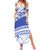 Personalised Samoa St Josephs College Summer Maxi Dress Marist Brothers Samoan Pattern LT14 Women Blue - Polynesian Pride