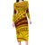 Personalised Samoa College Family Matching Long Sleeve Bodycon Dress and Hawaiian Shirt Samoan Pattern LT14 Mom's Dress Gold - Polynesian Pride